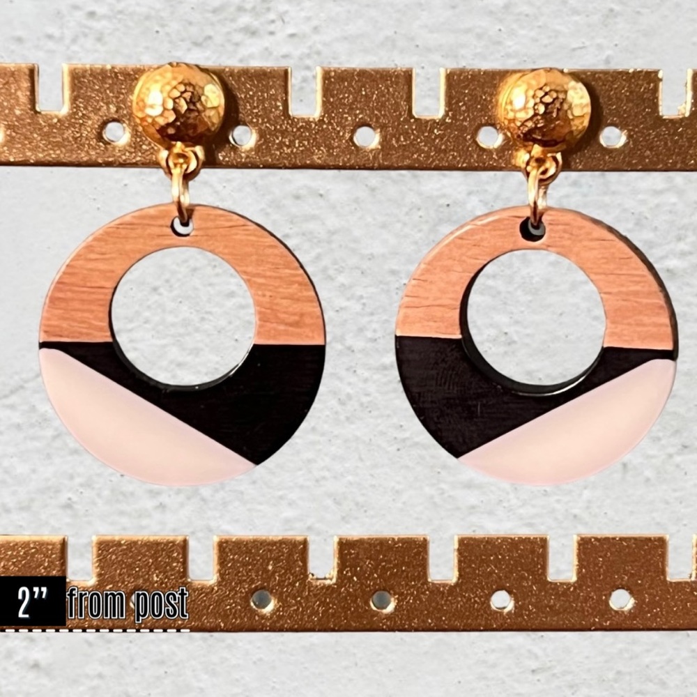Open Round Color Block Earrings (Small)